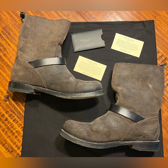 Rag & Bone Brown Leather Moto Boot size 37.5 (7.5) - Picture 2 of 8